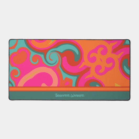 Roze Abstract Speelse Boho Design Naam Bureaumat (Voorkant)