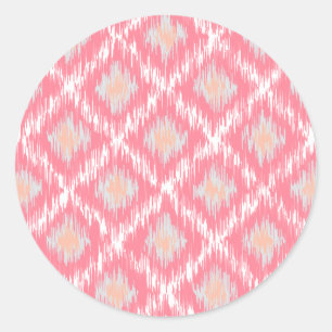 Roze Abstract tribaal Ikat Chevron Diamond Pattern Ronde Sticker