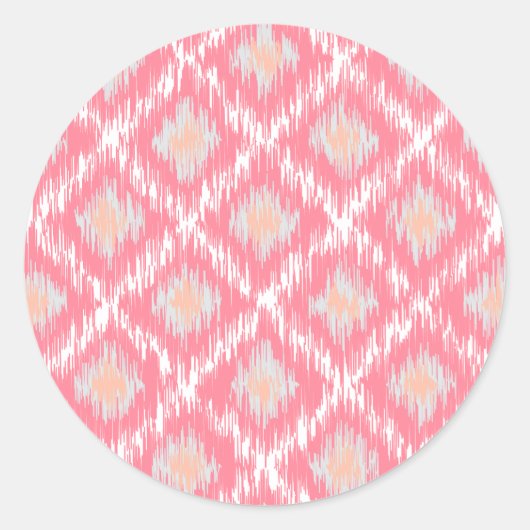 Roze Abstract tribaal Ikat Chevron Diamond Pattern Ronde Sticker (Voorkant)