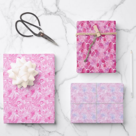 Roze Abstract Trio Inpakpapier Vel (Voorkant)
