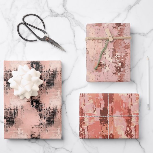 Roze Abstract Trio Inpakpapier Vel (Voorkant)