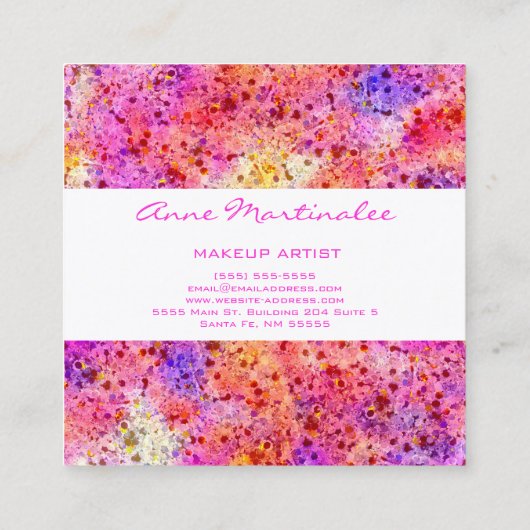 Roze Abstract Vierkante Visitekaartje (Achterkant)