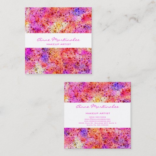 Roze Abstract Vierkante Visitekaartje (Voorkant / Achterkant)