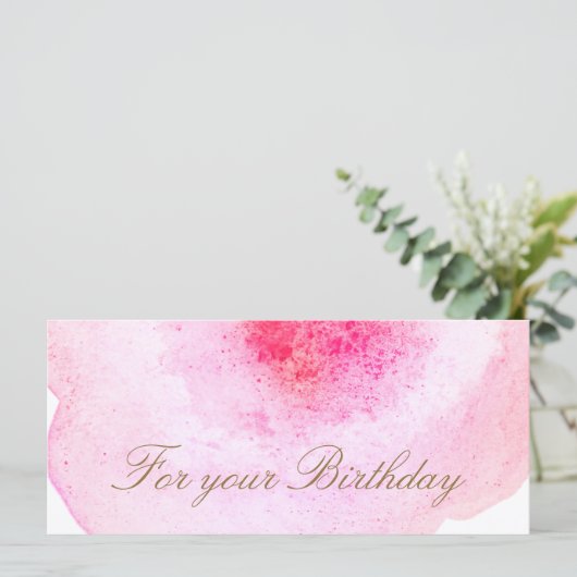 Roze Abstract Waterverf Cadeaubon (Staand voorkant)