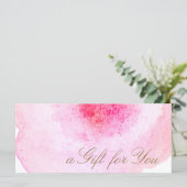 Roze Abstract Waterverf Cadeaubon (Staand voorkant)