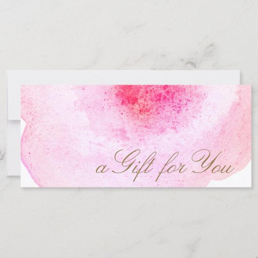 Roze Abstract Waterverf Cadeaubon (Voorkant)