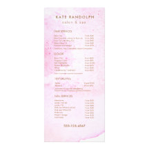 Roze Abstract Waterverf Salon prijslijst Menu