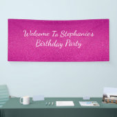 Roze Abstracte Birthday Party - roze naam Spandoek (Beurs)