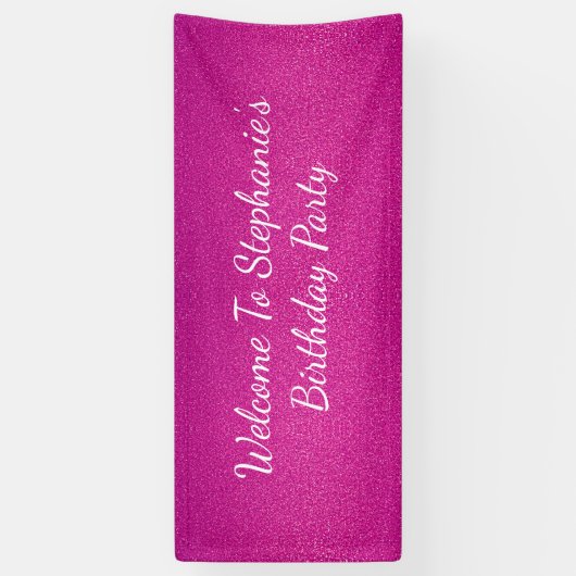 Roze Abstracte Birthday Party - roze naam Spandoek (Verticaal)