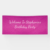 Roze Abstracte Birthday Party - roze naam Spandoek (Horizontaal)