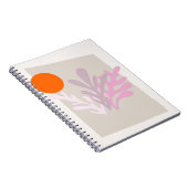 Roze Abstracte bladeren met Zon Notitieboek (Rechterzijde)