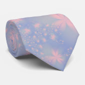 Roze Abstracte bloemen op blauwe Stropdas (Opgerold)