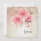 Roze Abstracte bloemenbruiloft Kaart (Achterkant)