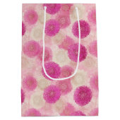 Roze Abstracte Bloemslace Cirkelpatroon Medium Cadeauzakje (Achterkant)