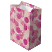 Roze Abstracte Bloemslace Cirkelpatroon Medium Cadeauzakje (Achterkant Gekanteld)