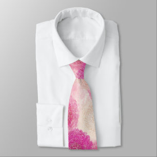 Roze Abstracte Bloemslace Cirkelpatroon Stropdas