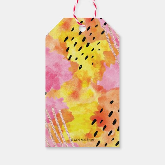 Roze Abstracte dank u voor labels Cadeaulabel (Achterkant)