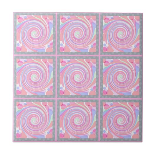 Roze abstracte draai decoratieve tegel tegeltje (Voorkant)
