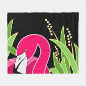 Roze Abstracte Flamingo Fleece Deken (Voorkant (Horizontaal))
