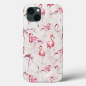 Roze Abstracte Flamingos Waterverf Modern Case-Mate iPhone Case (Achterkant)
