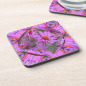 Roze Abstracte Floral Art Onderzetter set (Linkerzijde)