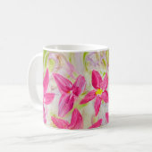 Roze Abstracte Floral Koffiemok (Voorkant links)