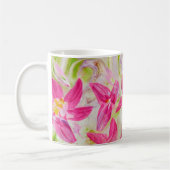 Roze Abstracte Floral Koffiemok (Links)