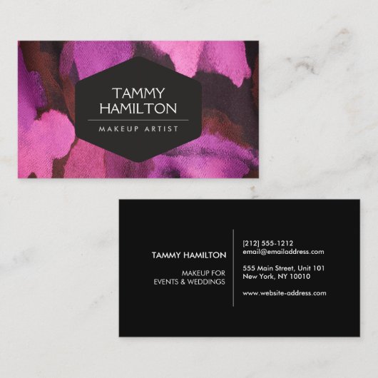 Roze Abstracte Floral Pattern Make-up Artist Visitekaartje (Voorkant / Achterkant)