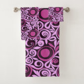 Roze Abstracte Flowers Bath Towel Set Bad Handdoek (Insitu)