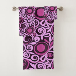 Roze Abstracte Flowers Bath Towel Set Bad Handdoek