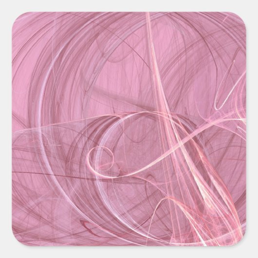 Roze Abstracte Fractal Square Sticker (Voorkant)