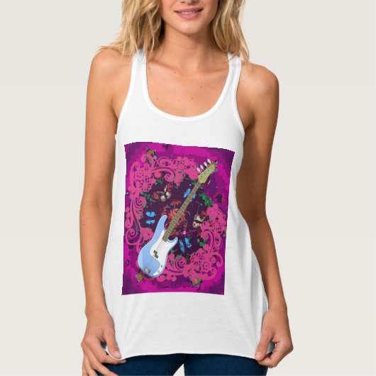 Roze Abstracte gitaarracerbacktank Tanktop (Voorkant)