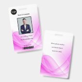 Roze Abstracte Golf Zakelijke Pasfoto ID Badge (Voor- en achterkant)