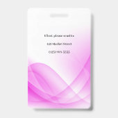 Roze Abstracte Golf Zakelijke Pasfoto ID Badge (Achterkant)
