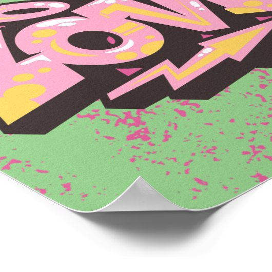 Roze Abstracte graffiti LOVE Poster (Hoek)