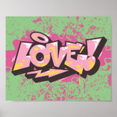 Roze Abstracte graffiti LOVE Poster (Voorkant)