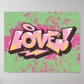 Roze Abstracte graffiti LOVE Poster