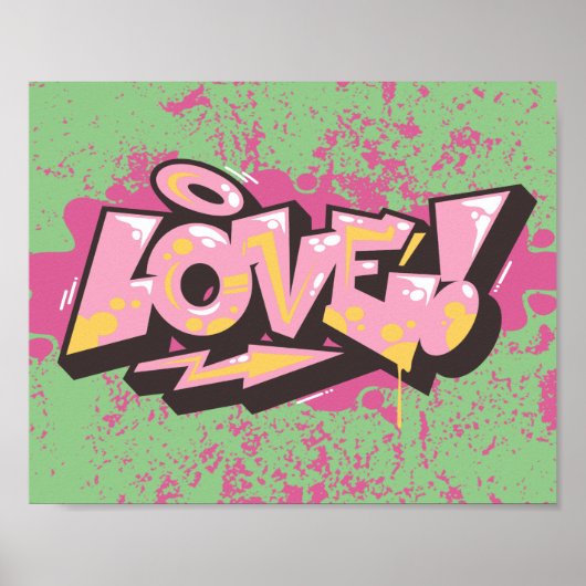 Roze Abstracte graffiti LOVE Poster (Voorkant)