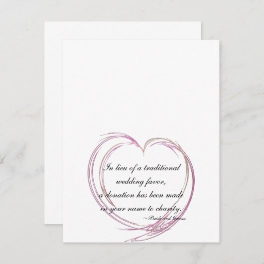 Roze Abstracte hartbruiloft Charity Favor Kaarten (Voorkant / Achterkant)