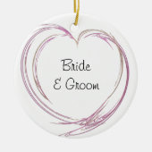 Roze Abstracte hartbruiloft Keramisch Ornament (Voorkant)