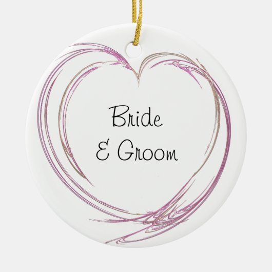 Roze Abstracte hartbruiloft Keramisch Ornament (Voorkant)