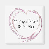 Roze Abstracte hartbruiloft Magneet (Voorkant)