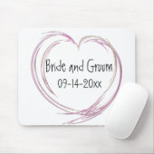 Roze Abstracte hartbruiloft Muismat (Met muis)