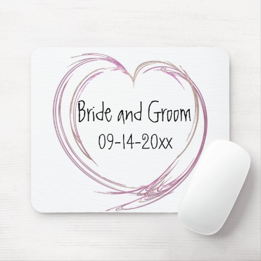 Roze Abstracte hartbruiloft Muismat (Met muis)