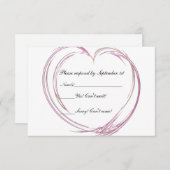Roze Abstracte hartbruiloft RSVP-reactievermogen K Informatiekaartje (Voorkant / Achterkant)