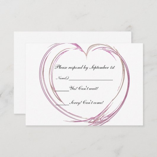 Roze Abstracte hartbruiloft RSVP-reactievermogen K Informatiekaartje (Voorkant / Achterkant)