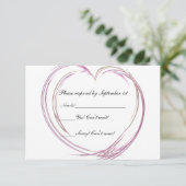 Roze Abstracte hartbruiloft RSVP-reactievermogen K Informatiekaartje (Staand voorkant)
