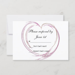 Roze Abstracte hartbruiloft RSVP-reactievermogen K RSVP Kaartje