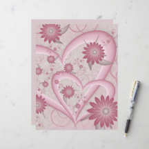 Roze abstracte harten en bloemen liefde fractale k