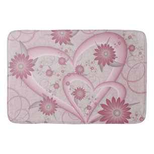 Roze abstracte harten en bloemen liefde fractale k badmat